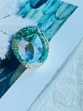 Swarovski Hyazinthe grüne Kristalle großer Nirvana Cocktailring, Gr. N 55 weiß