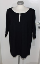 Tunika Shirt dunkelblau mit Kunstledereinsatz von  Sallie Sahne in 50