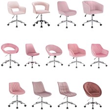 Bürostuhl Drehstuhl Rollhocker Höhenverstellbar mit Rückenlehne Samt Rosa #2028