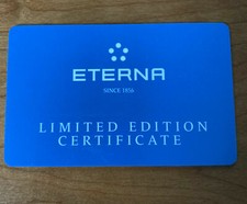 Original Eterna Since 1856 Limited Edition Certificate Zertifikat NEU!