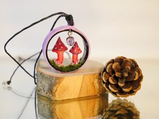 Pilz Kette pink lila Pilze Natur Gras Schmuck Pilze Zubehör