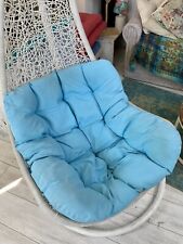 Rattan Schaukel Design Weiss Gebraucht mit türkisblauen SitzKissen ohne Felle
