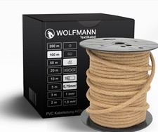 METERWARE 2-adrig 3-adrig Textilkabel Stoffkabel pendelkabel rund Jute Hanf