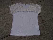 Leichtes elegantes Spitzen Shirt Gr. 42 weiß creme