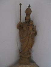 Handgeschnitzte Mutter Gottes Heilige Maria mit Jesuskindlein massiv 53 cm hoch
