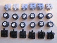 Lego 12 Set Technic Rad und Reifen Einheiten grau & schwarz mit weiß Radnaben