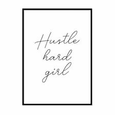 Hustle Hard Mädchen Digitaldruck feministischen Kunst Modern Wandbild minimalistische gerahmt