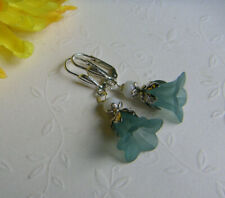 Ohrringe versilbert Petrol Blüten Kristalle Burlesque gothic ***handmade***