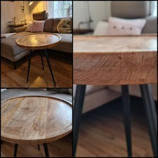 Holztisch massiv Metallfuss Metall Hotz Tisch Wohntrend Wohnzimmer Beistelltisch