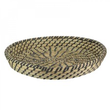 Flechttablett Korb geflochten Tablett Dekotablett natur/anthrazit D35cm NEU