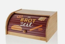 Brotkasten Brotkiste Brotbehälter Aufschrift Brotaufbewahrung Bambus Rolldeckel
