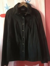 ELEGANCE PARIS Leder Hemd Bluse Jacke Wild Leder dunkelbraun/zartbitter, Gr. 44