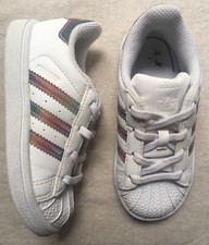 Adidas Superstar aq0807 weiß 3 Streifen reflektierende Turnschuhe Kleinkinder 8.5 K EUR 26