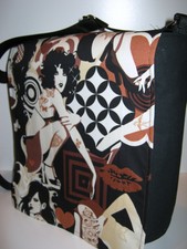 Messenger BAG Tattoo Ink Braun Sepia Kreuz Knochen Schulter Tasche Baumwolle Canvas