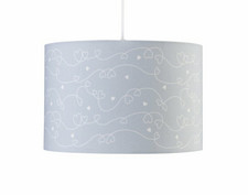 LIVONE Hängelampe Hängeleuchte Lampe Leucht Happy Style for Kids Herz silbergrau