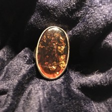 Grosser  in 585 Gelbgold gefasster Ring  mit  Bernstein  Ringgröße 68 Bzw 27