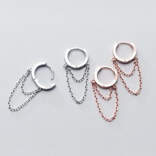 Creolen mit Kettchen echt Sterling Silber 925 Damen Ohrringe Kreolen