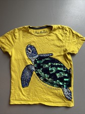 Boden Kinder t-shirt gelb Schuldkröte Pailletten  gr 134