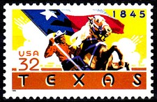USA postfrisch MNH Texas 1845 Pferd Tier Reiter Cowboy Wilder Westen Flagge