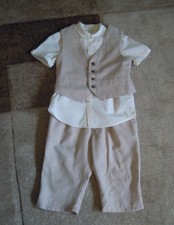 "H & M" Jungen Anzug Leinen 3tlg. Hose/Weste/Hemd beige Gr.110  Top Zustand!!!