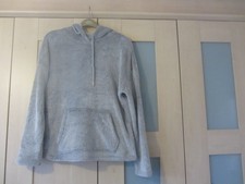 Damen Polyester Pelz Stoff Kapuzenpullover Top. F&F, Größe L (18-20). Langarm.