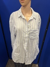 Dorothy Perkins blau & weiß gestreiftes Langarmbluse Shirt - UK Größe 12 