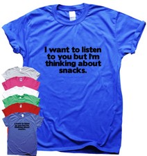 Lustig Damen Herren T Shirts Slogan Tee Neuheit Humor TOP denken Snacks