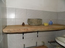 Waschtisch, Eichenbohle, Waschtischplatte, ca. 80x40x6 cm, Eiche, geschliffen