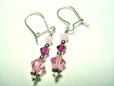 Ohrringe, Silber 925 Swarovski® Bicone Glasschliffperlen rosa pink - NEU 