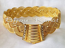 Trabzon Sac Örgülü Kelepce Bilezik 24 Karat vergoldet Altin Kaplma Burma Armreif