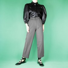 VINTAGE 80er 90er Grunge grau hochtailliert Wolle kurz gerade Hose Hose XS 6