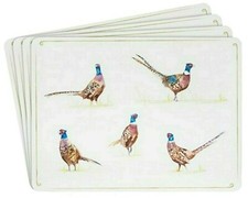 4er Set Tischsets Pheasants Fasan Korkunterseite The Leonardo Collection England