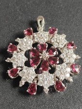 Atemberaubender natürlicher Edelstein Granat & Zirkon 925 Silber Anhänger kostenlos UK PORTO