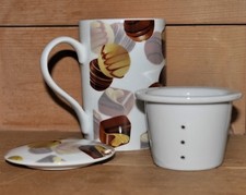 3-tlg. Teetasse Tasse Henkeltasse Porzellan mit Deckel & Sieb Becher Teegedeck