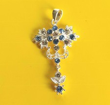 Neu Antik Design Jugendstil Anhänger Echt 925 Sterling Silber Zirkonia 