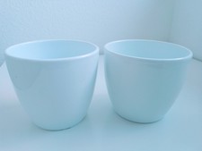 2er Set Weiße Über/Blumentöpfe aus Keramik 