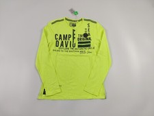 Camp David Langarmshirt Herren Longsleeve Knopfleiste Henley Neon gelb Lime M L