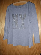Pullover Damen, Gr L, dunkles Beige, Glitzersteine New York