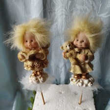 2er Set Engel  Gold Glitzer Zweig Deko Figur Garten Blumenstecker Blumentopf