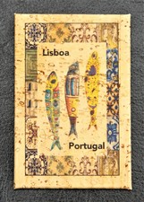 Kühlschrankmagnet Souvenir Lisboa Lissabon Portugal fischig Mosaik auf Kork Effekt Papier
