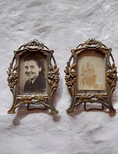 Paar Bilderrahmen Fotorahmen Jugendstil Metall mit Gläsern auch zum Aufstellen