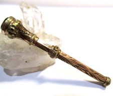 ANTIKER VIKTORIANISCHER 9kt GEROLLTES GOLD & PASTE AMETHYST GLAS ANTRIEB ZAHNSTOCHER