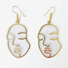 Neu! Kellinsilver Gold Abstrakt Gesicht Tropfen Ohrringe Art Deco Minimalist Trend Spaß