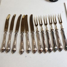 Historisches Dessert Besteck, versilbert, 100er Auflage 15 / 15,5 cm