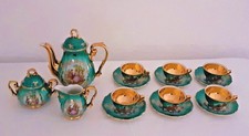 BAVARIA >Schlottenhof<39>Mokka Service<grün/gold>Vergoldet<16tlg.>Motiv:Barock  