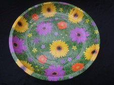 Leichtmetallteller/Aluteller Blumen gelb violett