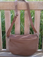 Crossbody Bag-echt Leder Bauchtasche Schultertasche, Umhängetasche, groß- Italy