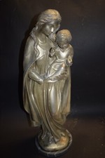 Große Maria mit Kind, Bronze, versilbert, polierter Marmorsockel, 64cm