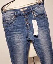 Jeans stonewashed denim Gr. 40 L M  JEWELLY Stretchjeans blau Knopfleiste NEU