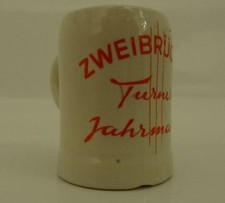 Kleiner Bierkrug Zweibrücken Turner-Jahrmarkt Keramik Schnapspinnchen Miniatur